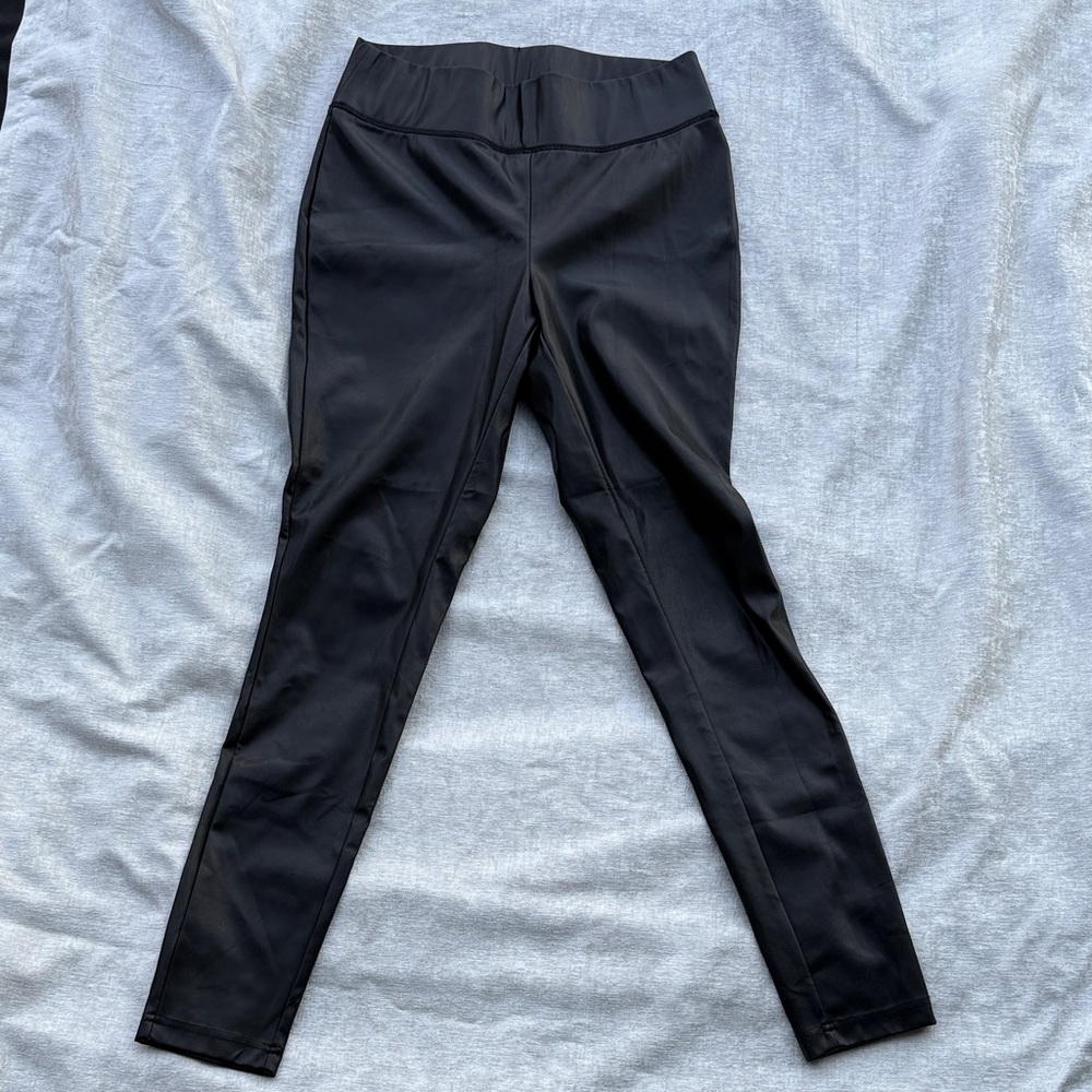 INC International Concepts Black Faux Leather Leggings Women’s Size 6